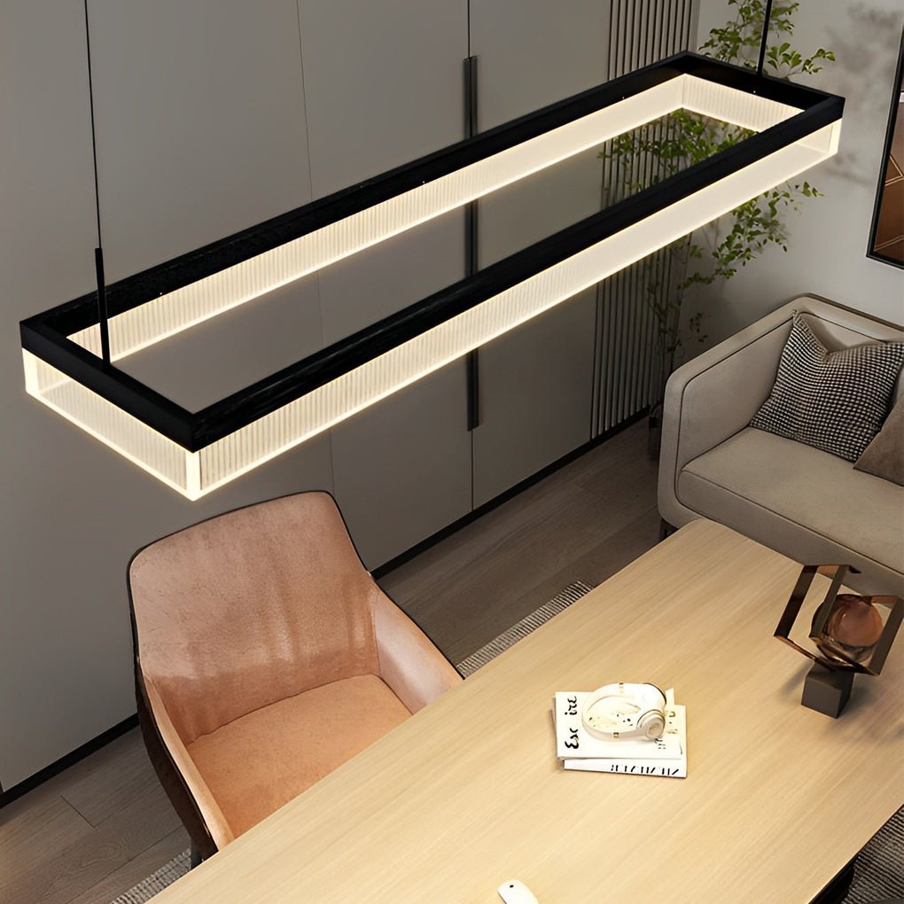 [Open-Box] Rectangular Frame 3 Step Dimming Dimmable with Remote Modern Chandelier