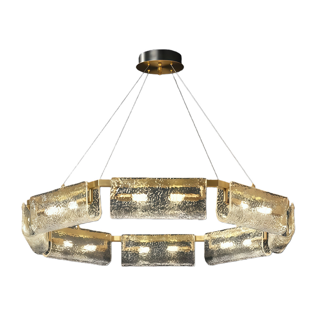Rectangular Glass Chandelier Italian Luxury Full Brass Ceiling Light