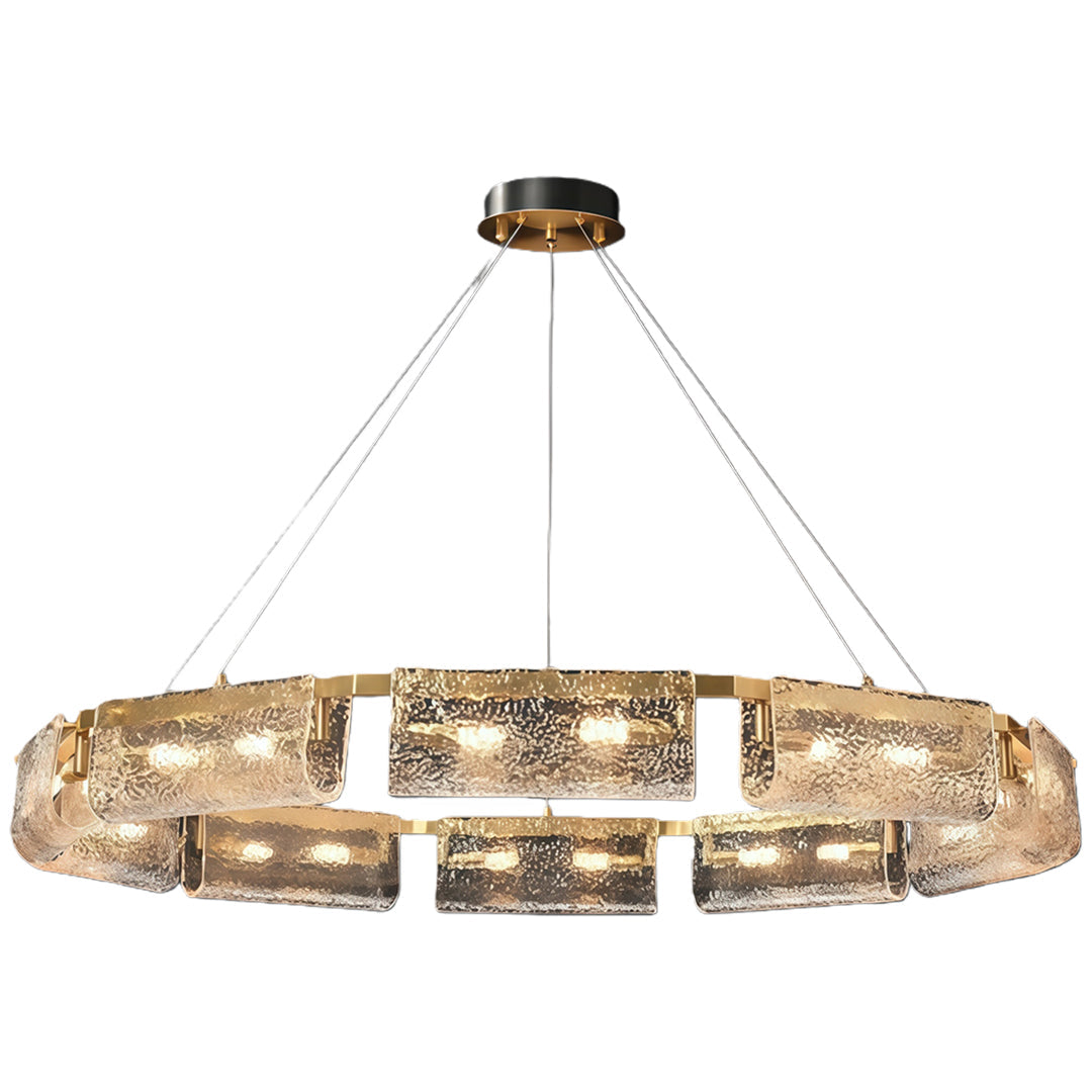 Rectangular Glass Chandelier Italian Luxury Full Brass Ceiling Light