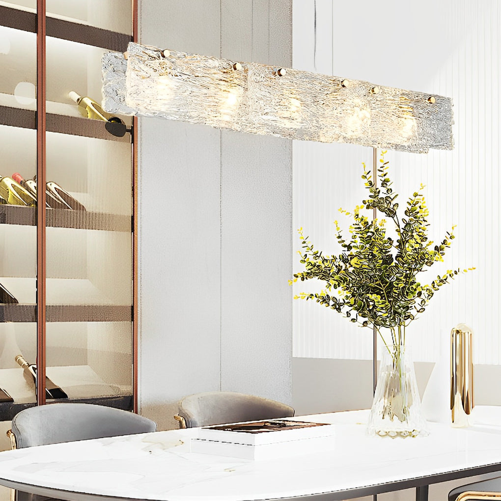Rectangular Glass Chandelier Modern LED Luxury Ceiling Light