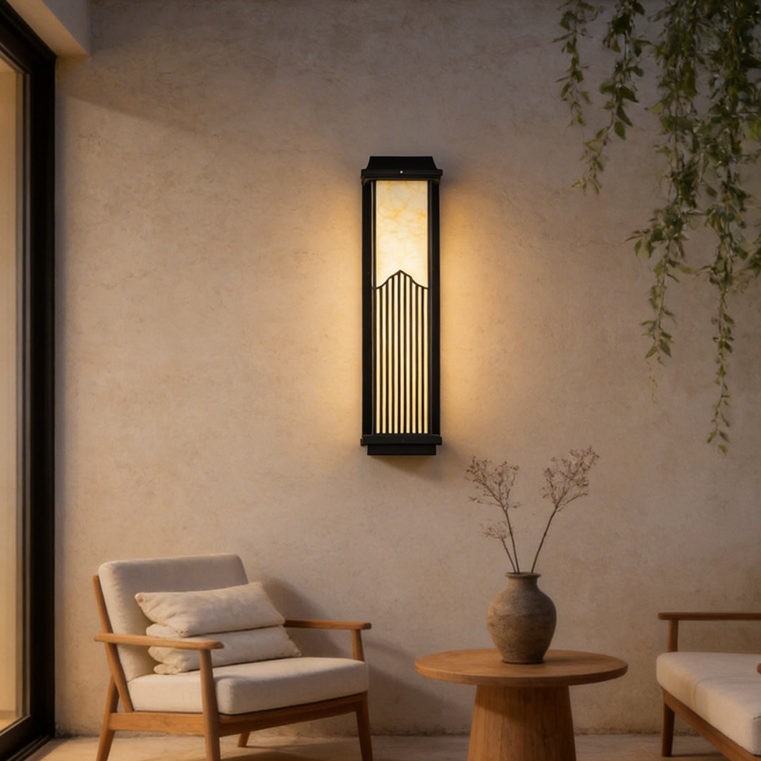 Rectangular Outdoor Sconce Solar-Powered Metal Light