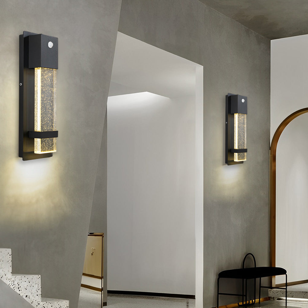 Rectangular Outdoor Wall Lights Minimalist Bubble Glass LED Light