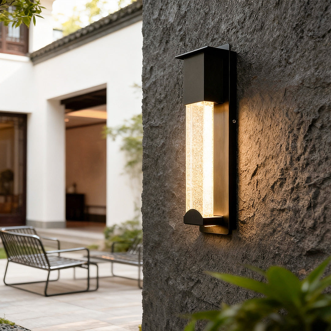 Rectangular Outdoor Wall Lights Minimalist Bubble Glass LED Light
