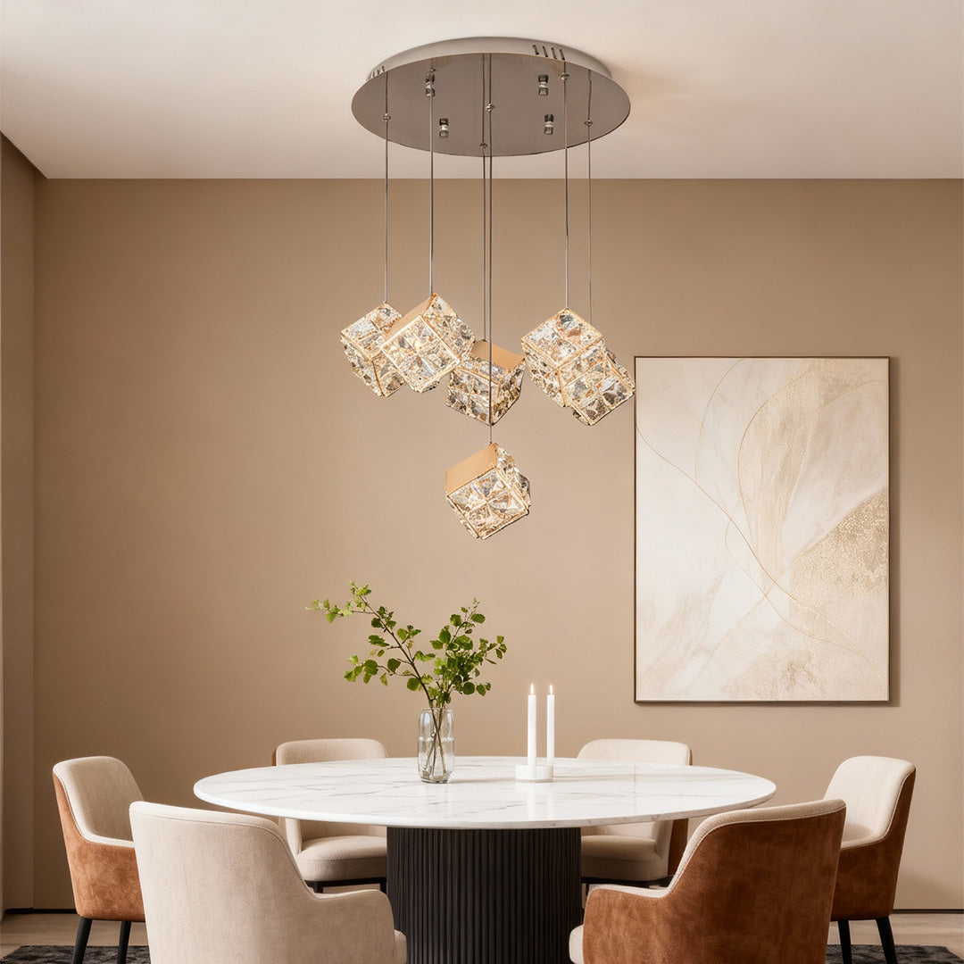 Chandelier with Crystals Rubik's Cube Luxury Ceiling Light