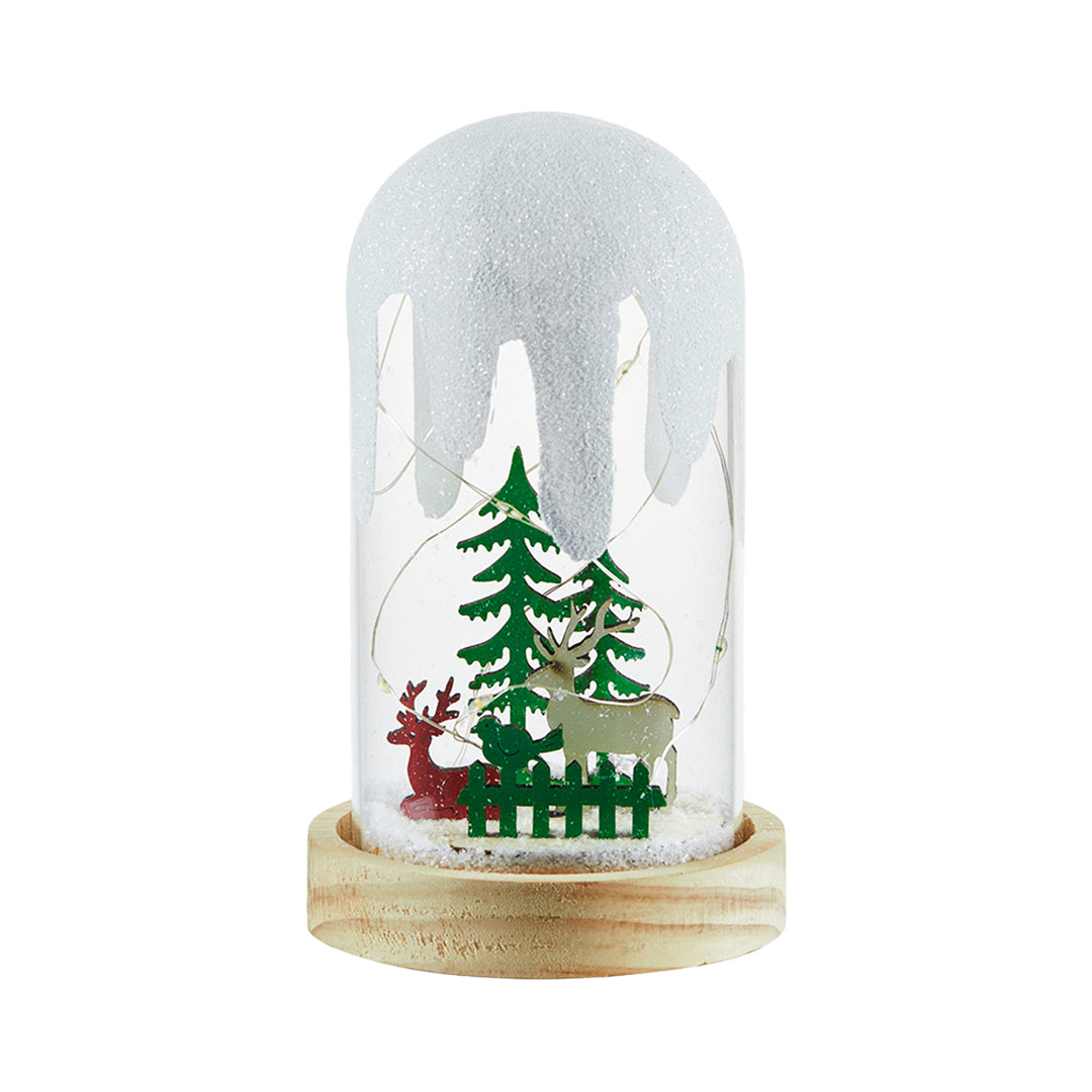 Christmas Decoration Wooden Glass Snow Scene Ornament Lamp