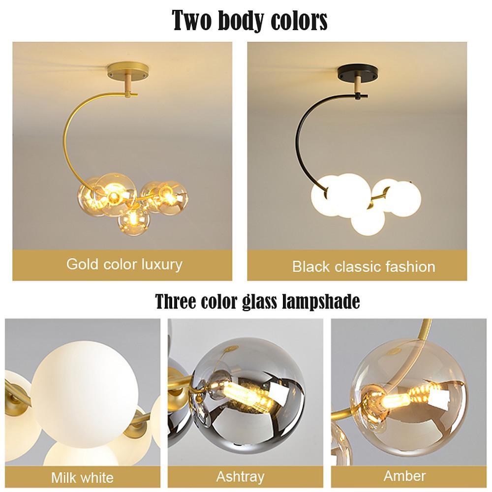 Nordic Style 5-Lights Cluster Globe Chandelier Gold and Black Ceiling Lights