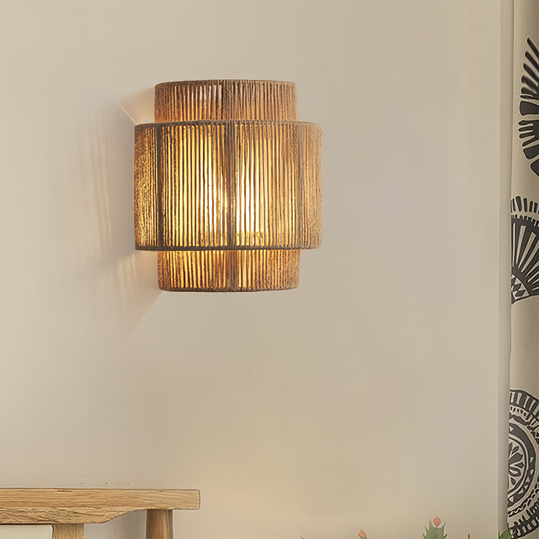 Japanese Wall Sconce Light Wabi Sabi Hemp Rope Wall Lamp