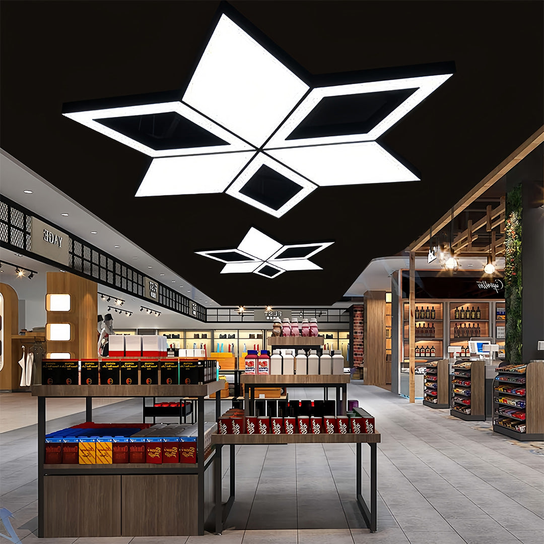 Modern Black Chandeliers Creative LED Multi-diamond Ceiling Light