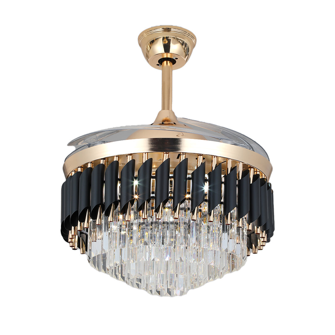 Black Ceiling Fans with Light Luxury Fan Transparent PC Blade Iron