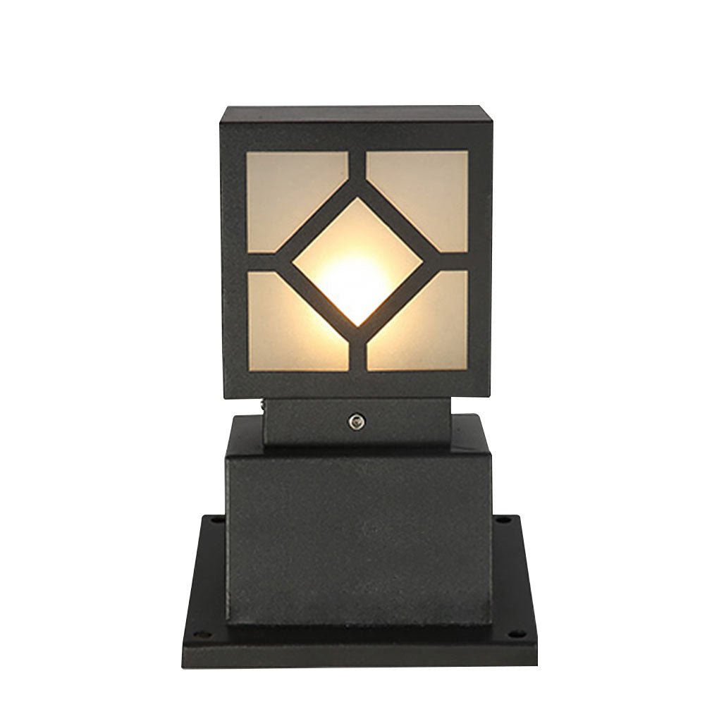 Elegant Solar-Powered Square Bollard Light Retro European Garden Lighting