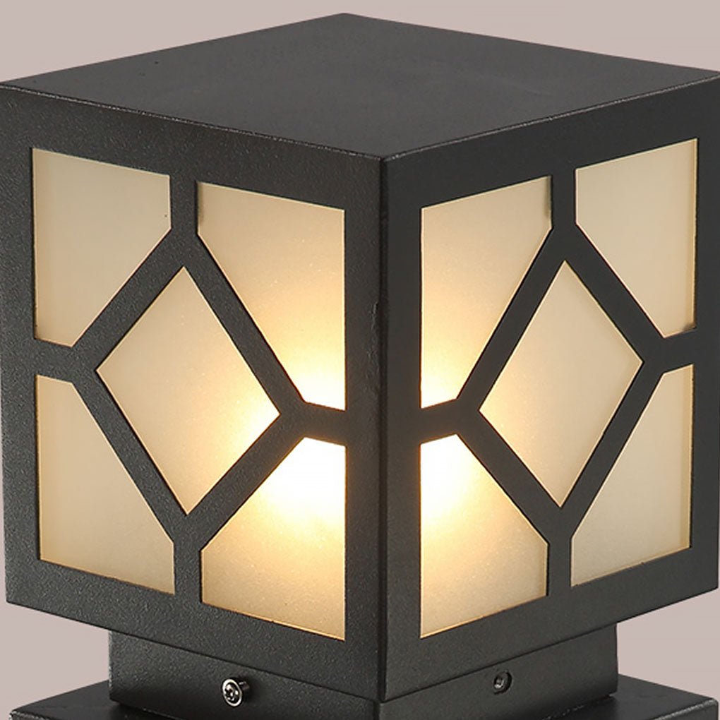 Elegant Solar-Powered Square Bollard Light Retro European Garden Lighting