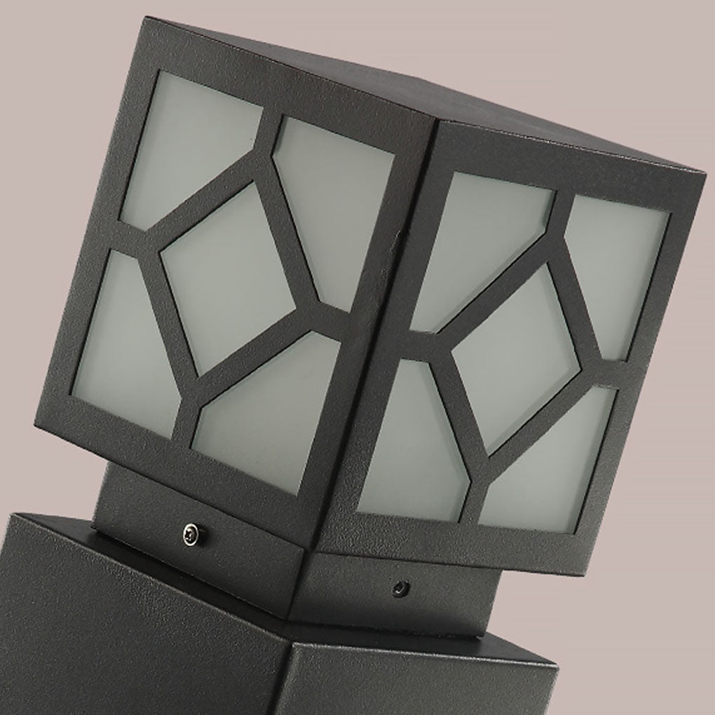 Elegant Solar-Powered Square Bollard Light Retro European Garden Lighting