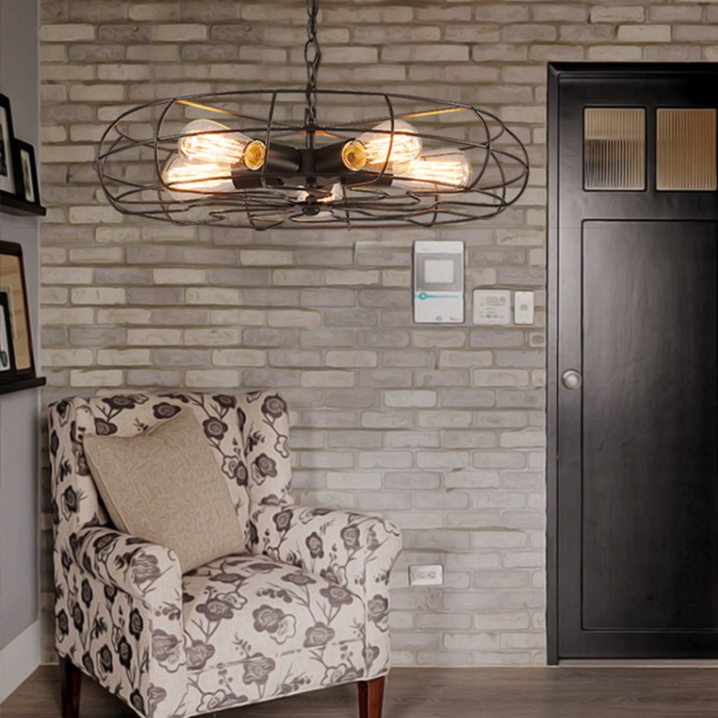 Retro Nostalgic Creative Personality Industrial Ceiling Fan Chandelier for Cafe Restaurant