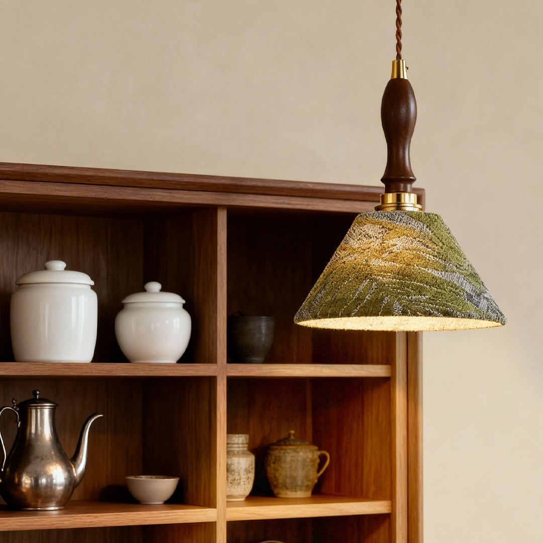 Retro Pendant Lighting French Olive Green Metal Ceiling Light