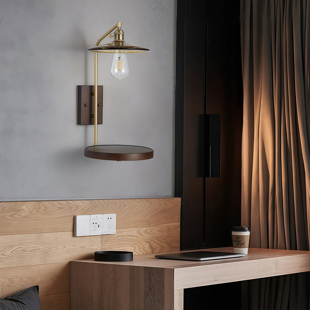 Glass Wall Lights Japanese Retro Wave Iron Body Rubberwood Lamp