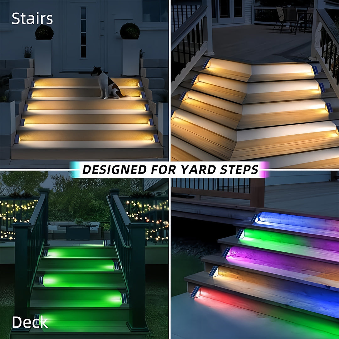 Outdoor Solar Step Lights Automatically Waterproof RGB Deck Light