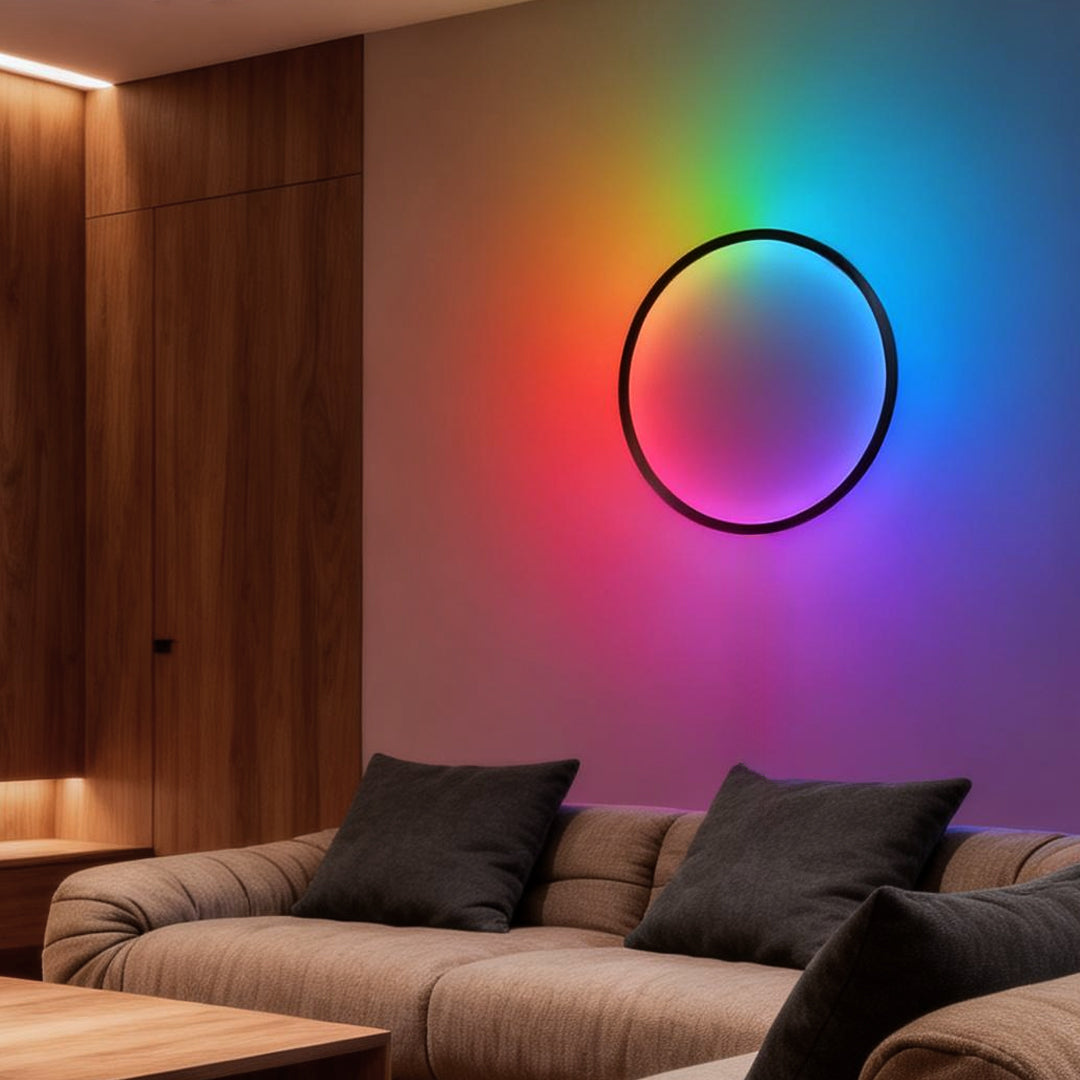 RGB LED Ring Well Light Modern Black Decorative Light