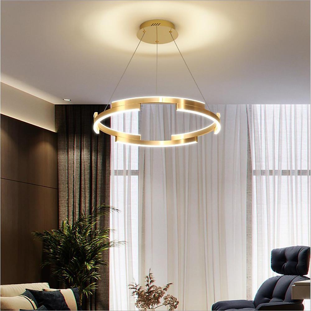 Ring Chandelier Brass Modern Interlocking Round Gold Foil Light