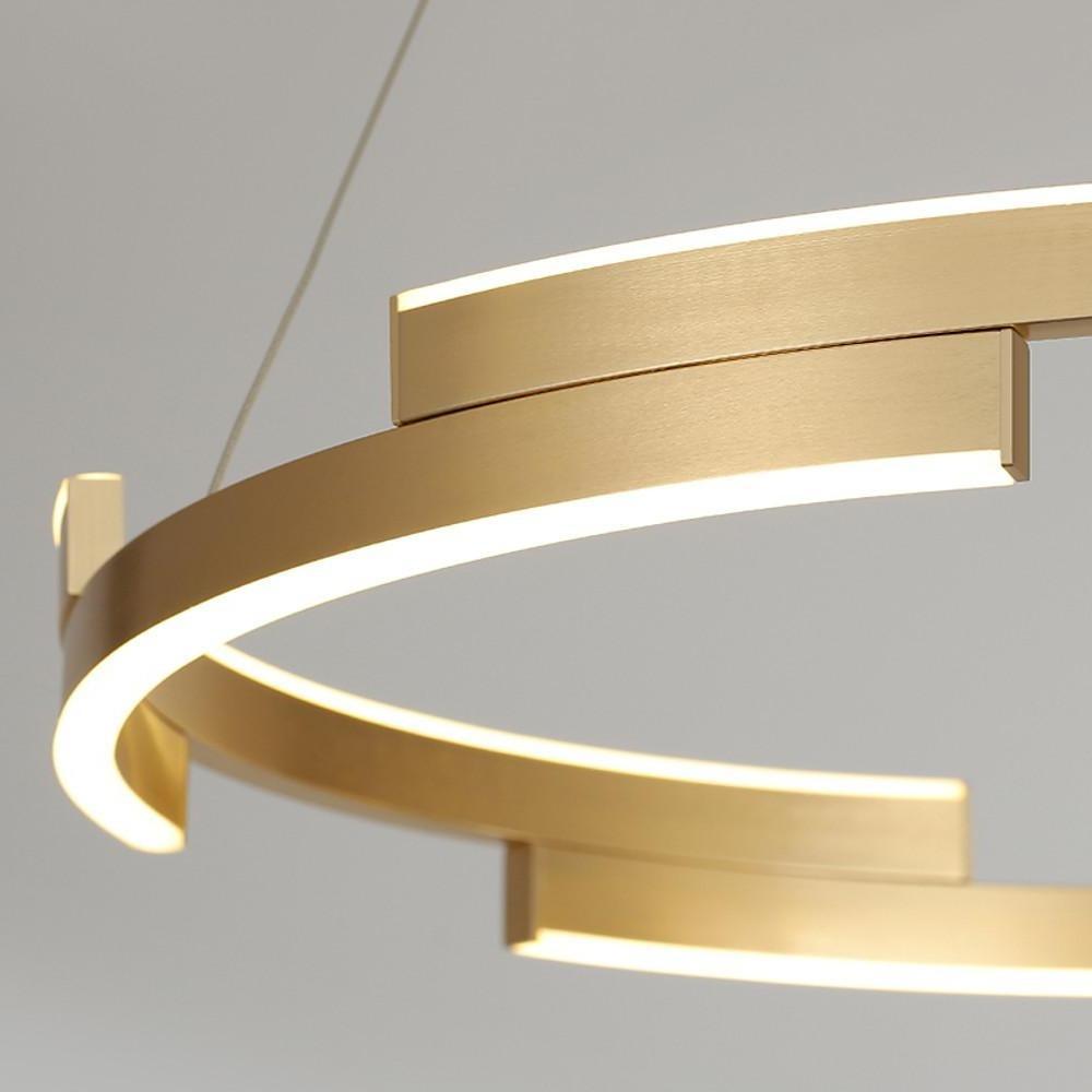 Ring Chandelier Brass Modern Interlocking Round Gold Foil Light