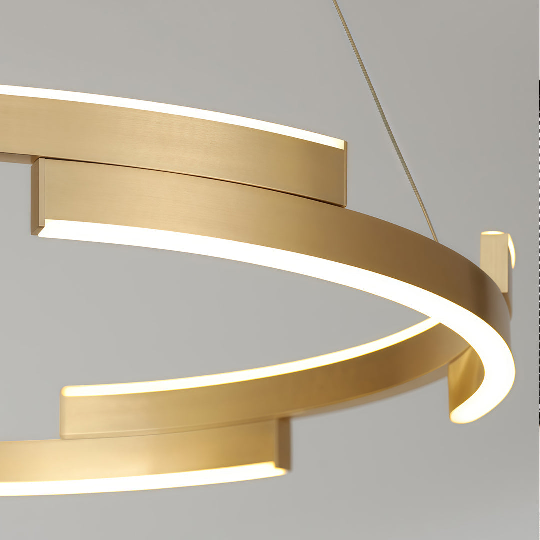 Ring Chandelier Brass Modern Interlocking Round Gold Foil Light