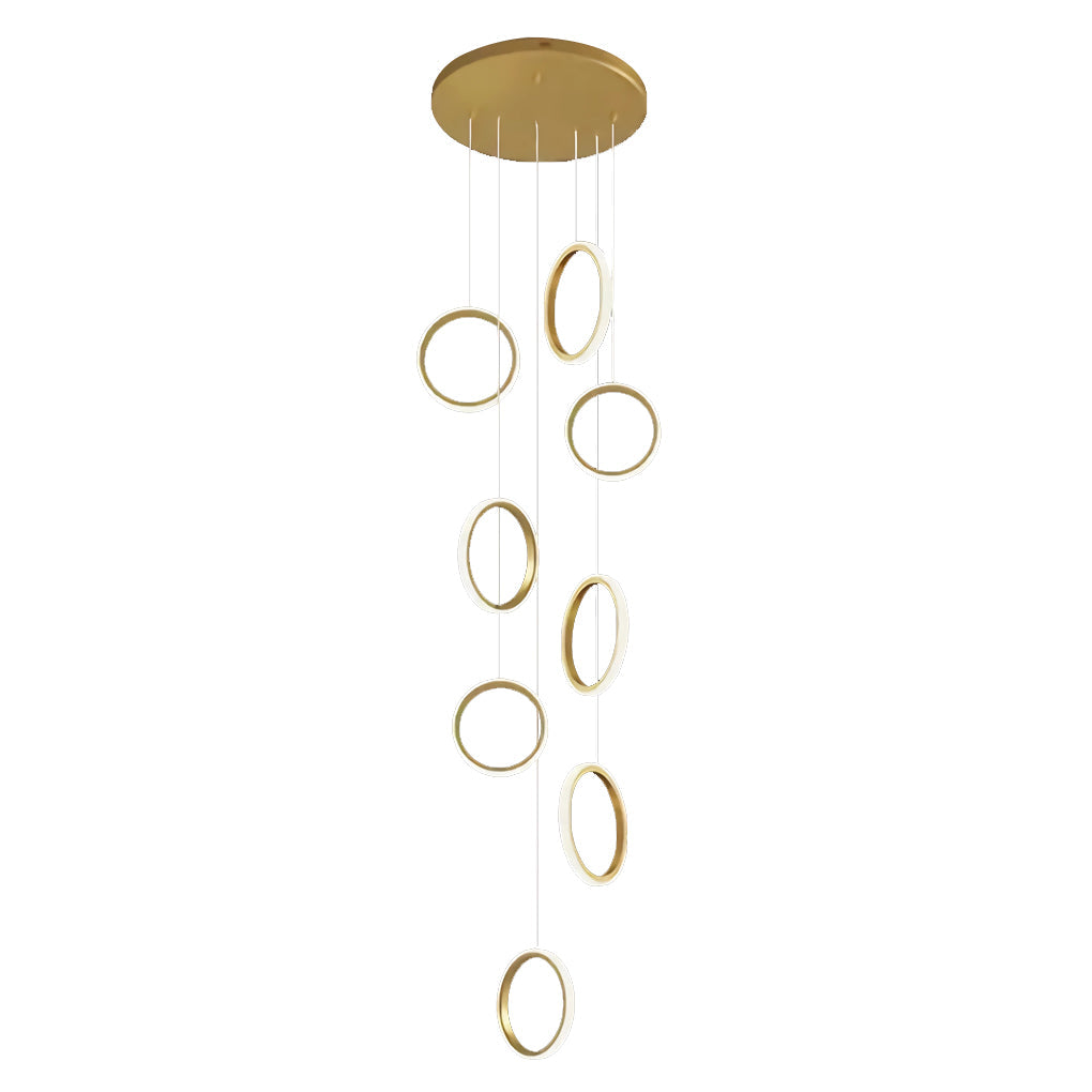 Ring Staircase Pendant Light Gold LED Ceiling Light