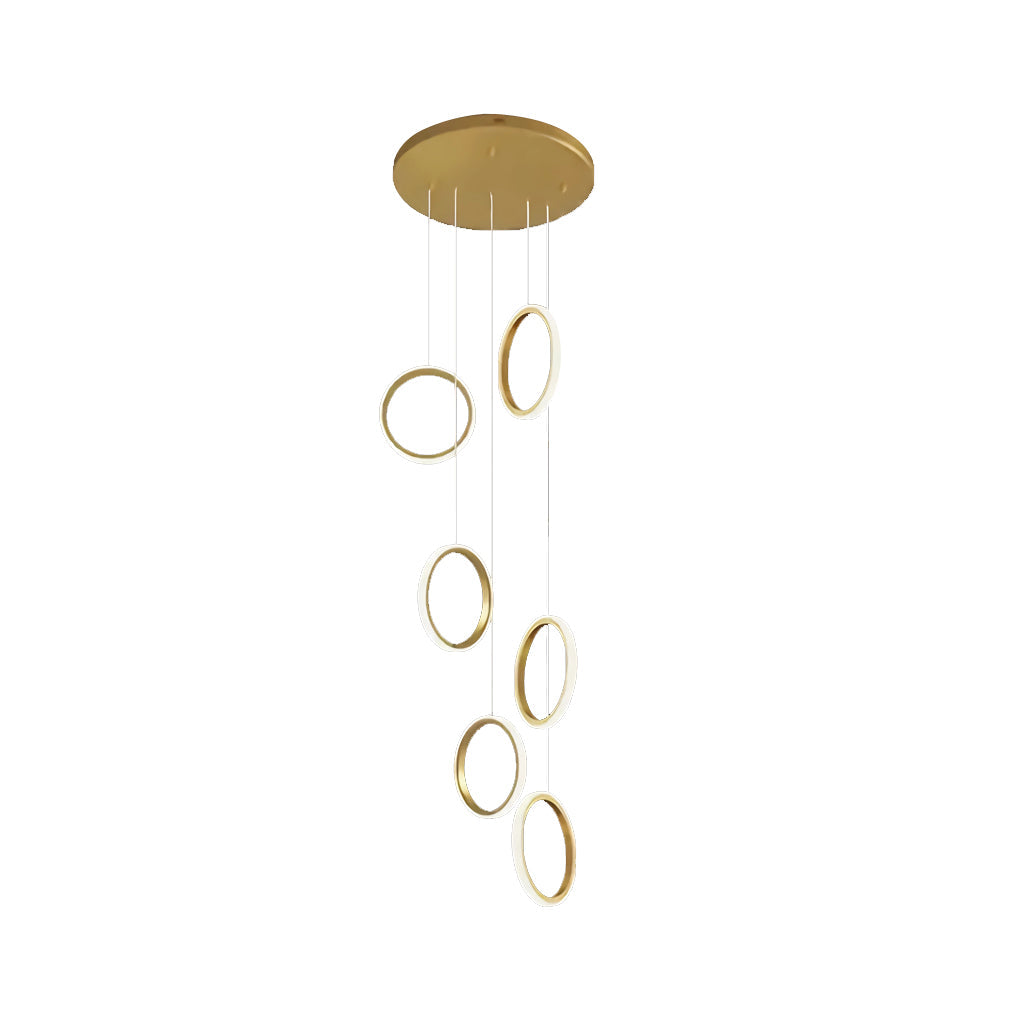 Ring Staircase Pendant Light Gold LED Ceiling Light