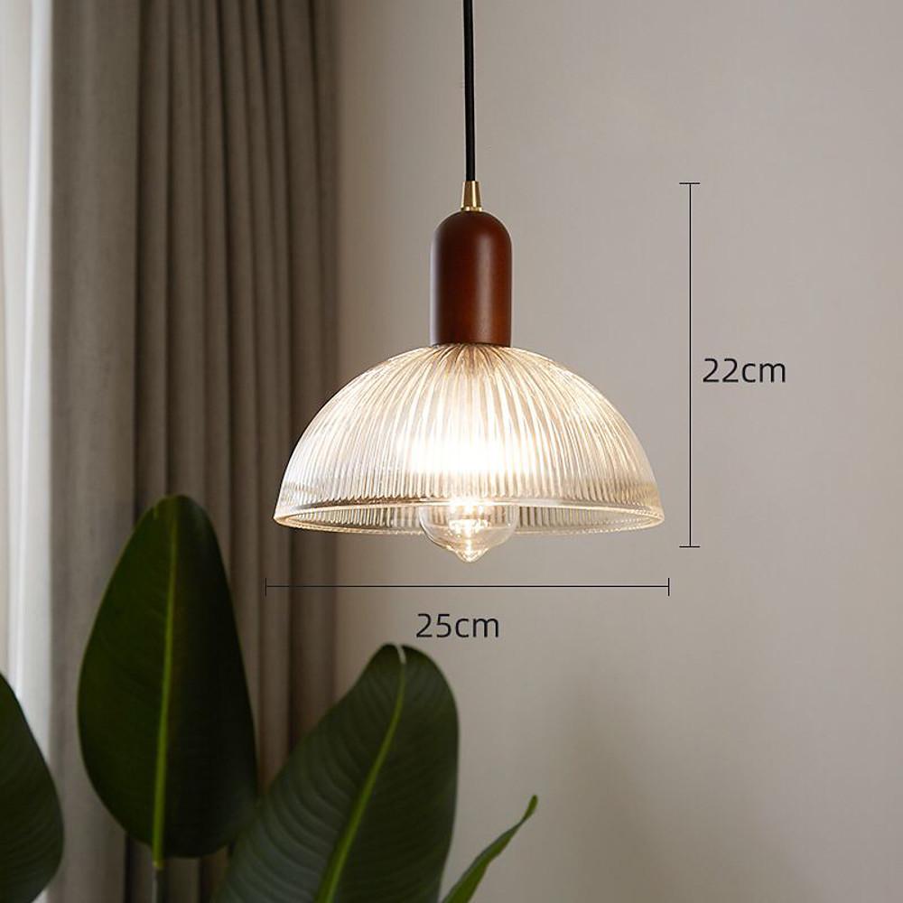 Country Glass Wood Ceiling Lights Bowl Vintage Pendant Lighting