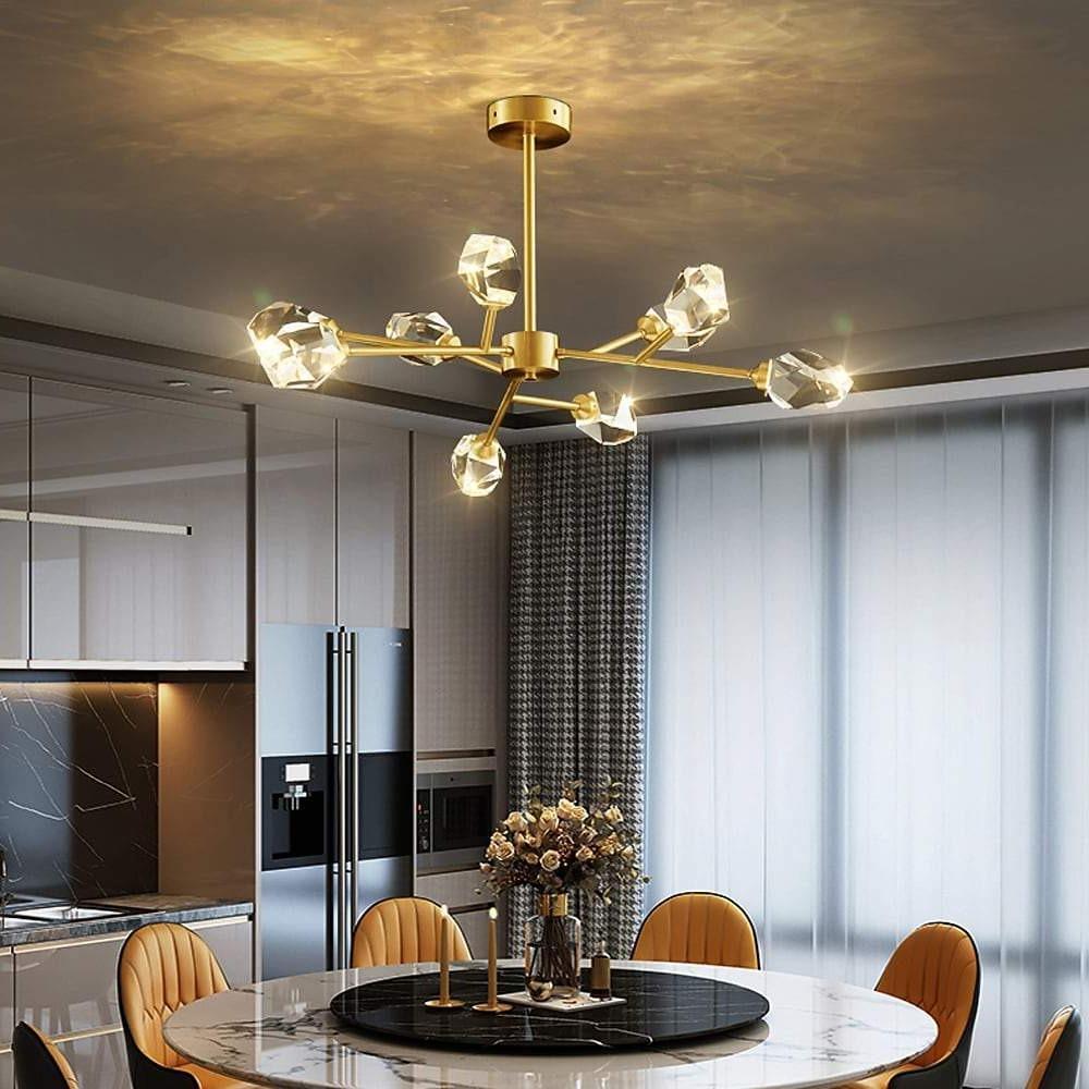 9 Lights Modern Sputnik Luxury Irregular Crystal Dinning Room Chandelier