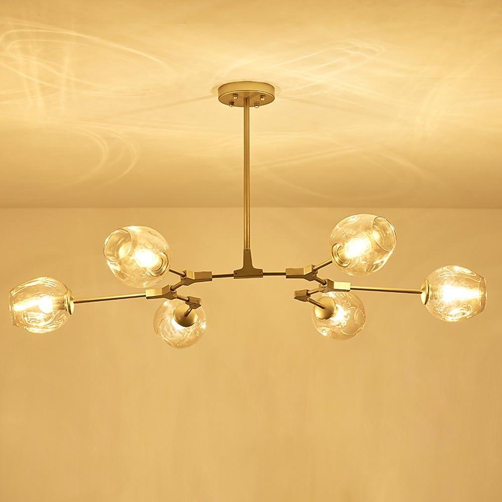 Nordic Contemporary Molecule Chandelier for Living Room Blown Glass Chandeliers 6 Bulbs
