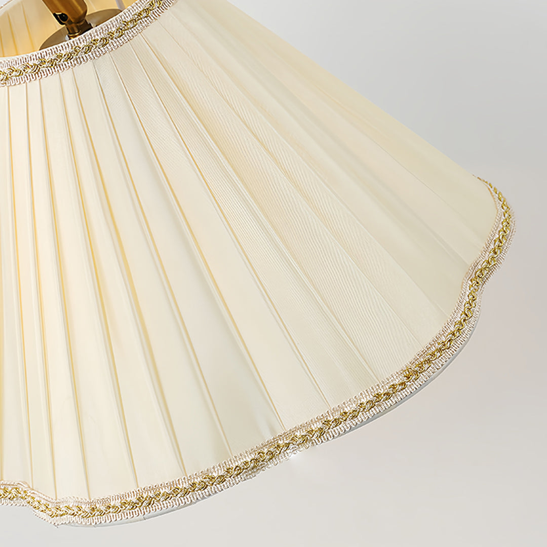 Walnut Floor Lamp Elegant American Retro Fabric Shade Standing Lamp