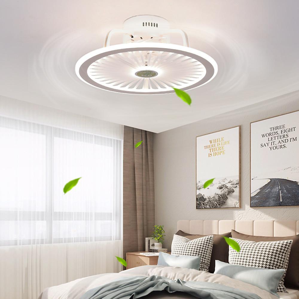 Round Ceiling Fan with Light Modern Leafless LED Light