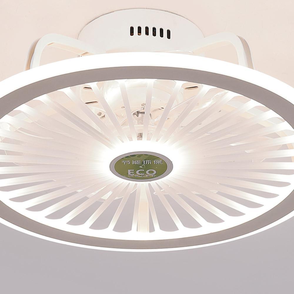 Round Ceiling Fan with Light Modern Leafless LED Light