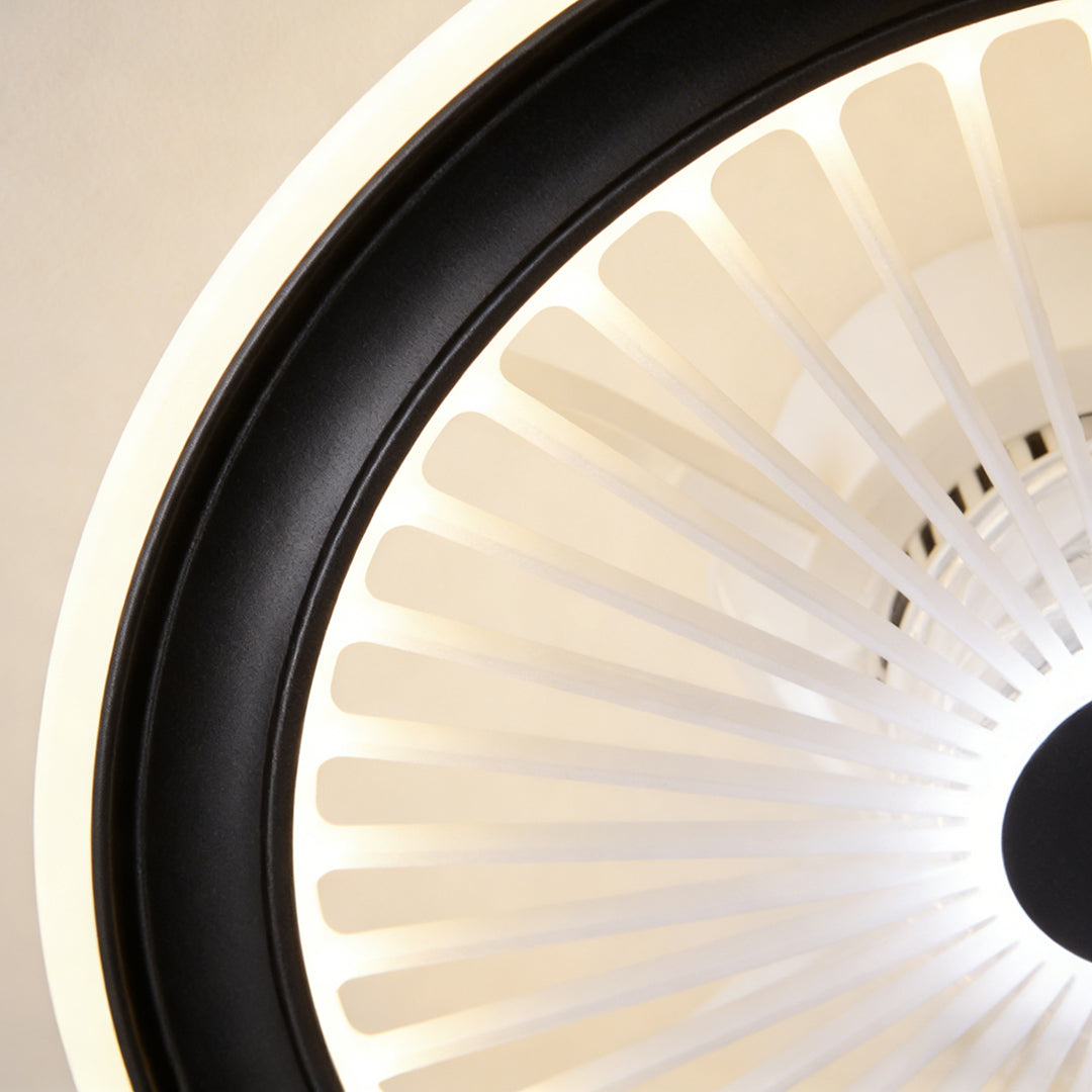 Round Ceiling Fan with Light Modern Leafless LED Light