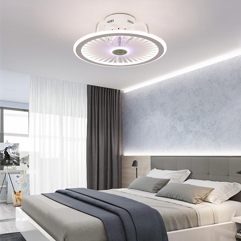 Round Ceiling Fan with Light Modern Leafless LED Light