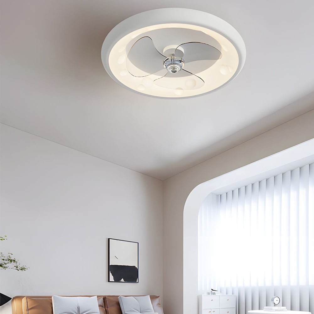 Round Ceiling Fan with Light Remote‑controlled 3‑blade Light