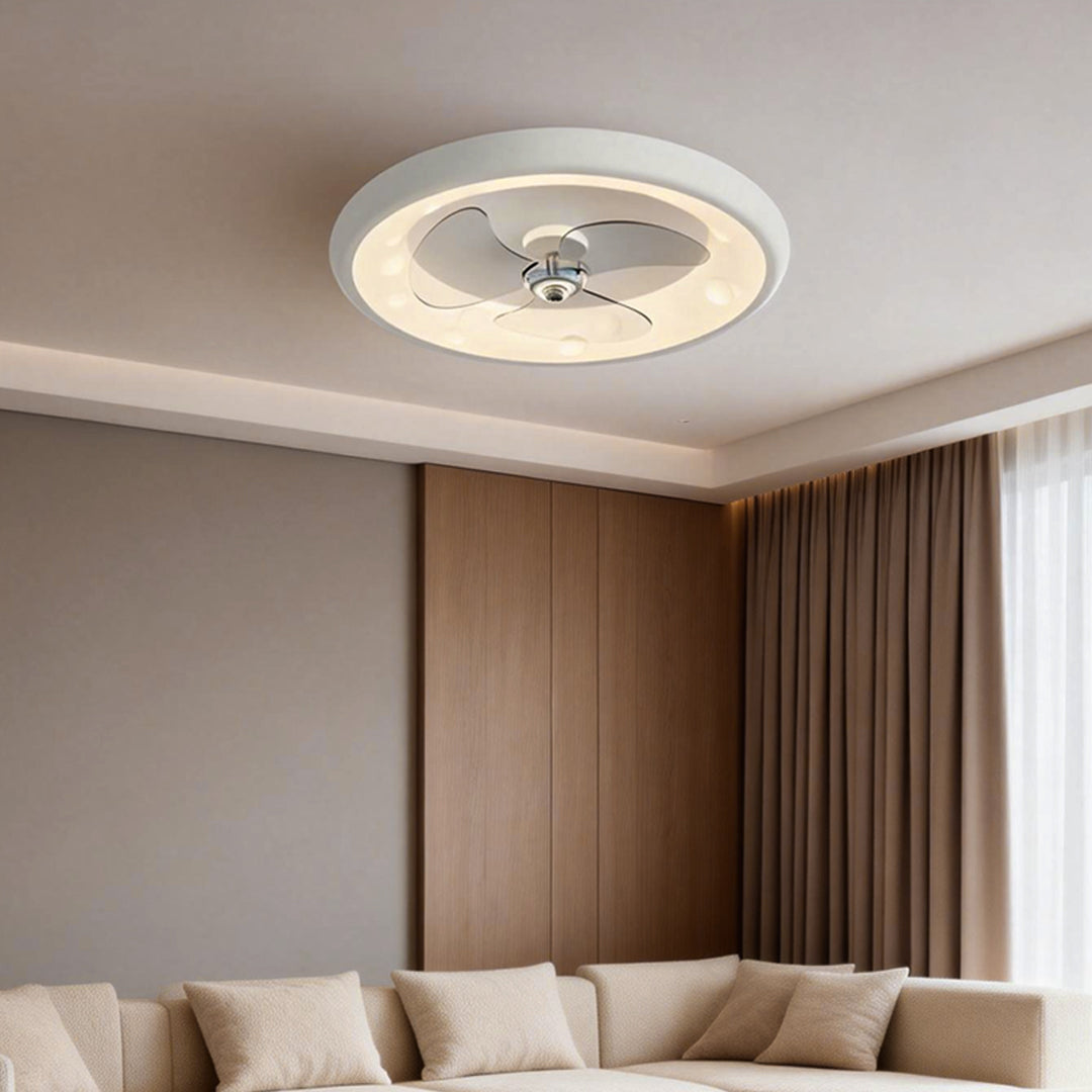 Round Ceiling Fan with Light Remote‑controlled 3‑blade Light