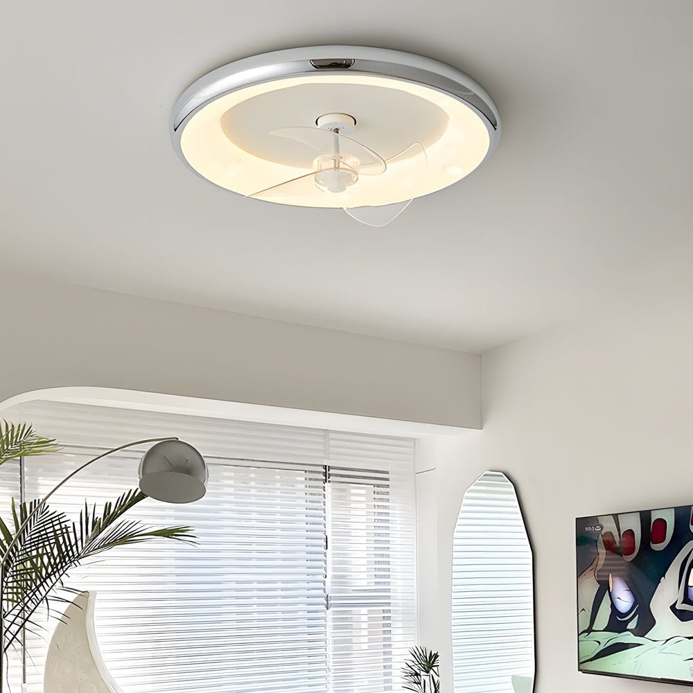 Round Ceiling Fan with Light Remote‑controlled 3‑blade Light