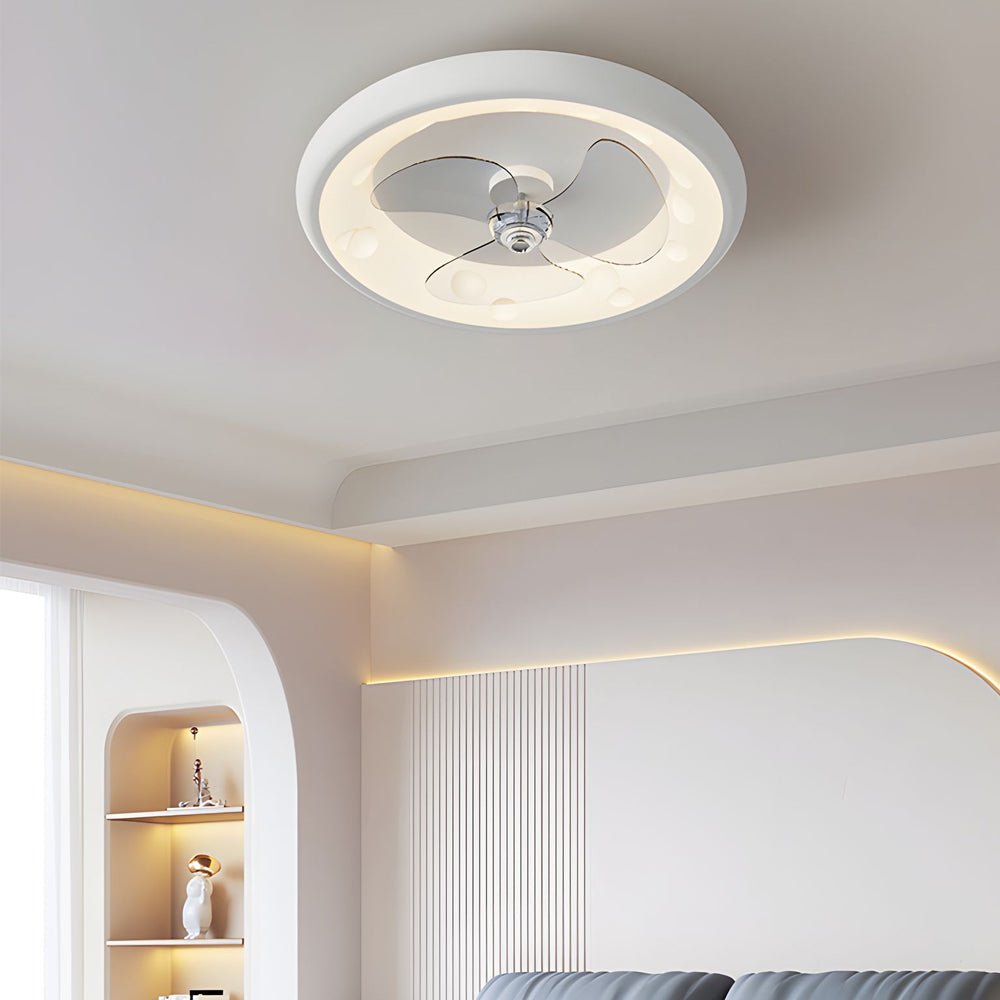 Round Ceiling Fan with Light Remote‑controlled 3‑blade Light