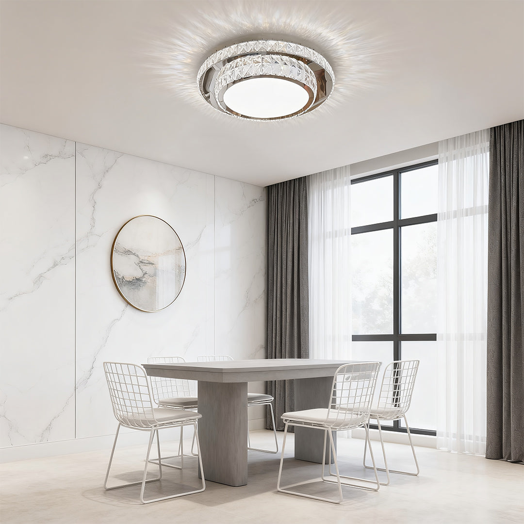 Flush Mount Crystal Light Fixture Luxury Stainless Steel Lamp