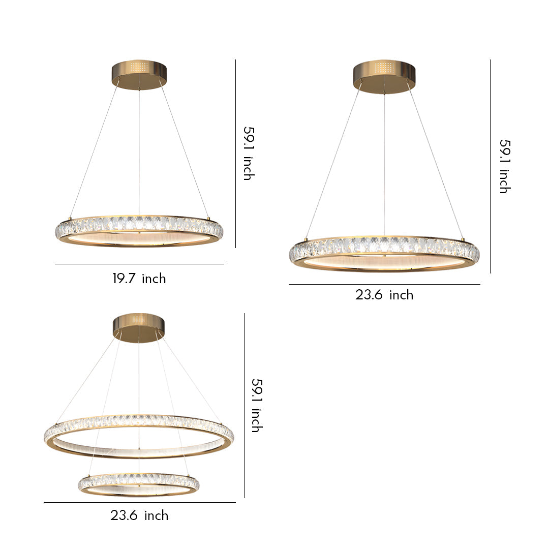 Round Gold Crystal Chandelier Italian LED Ceiling Light