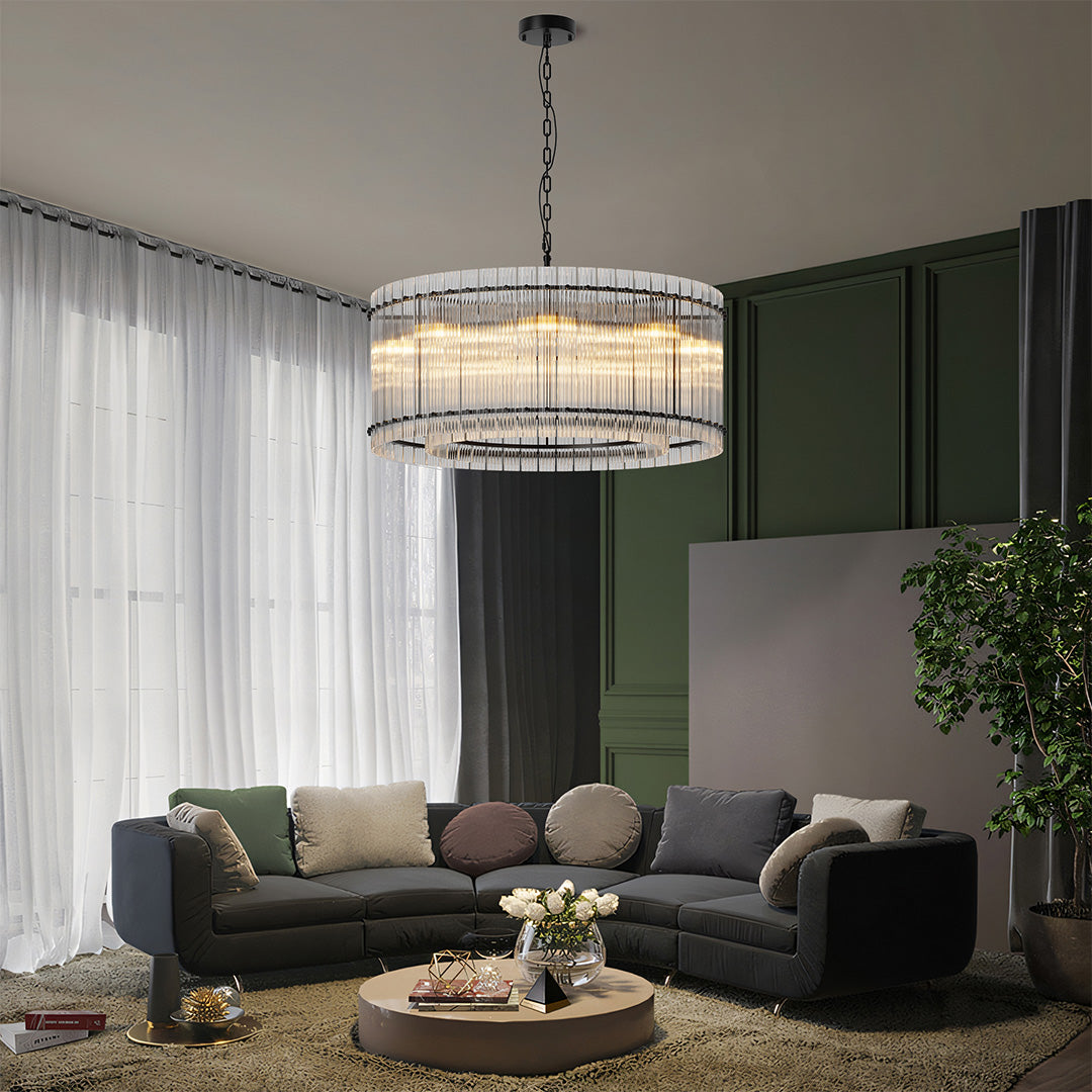Glass Lamp Shade Chandelier Luxury Iron Ceiling Light