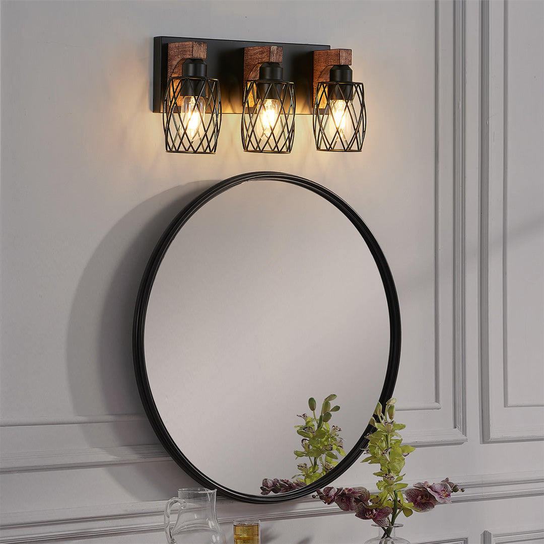 Black Vanity Bathroom Lights Metal Cage Mirror Lamp