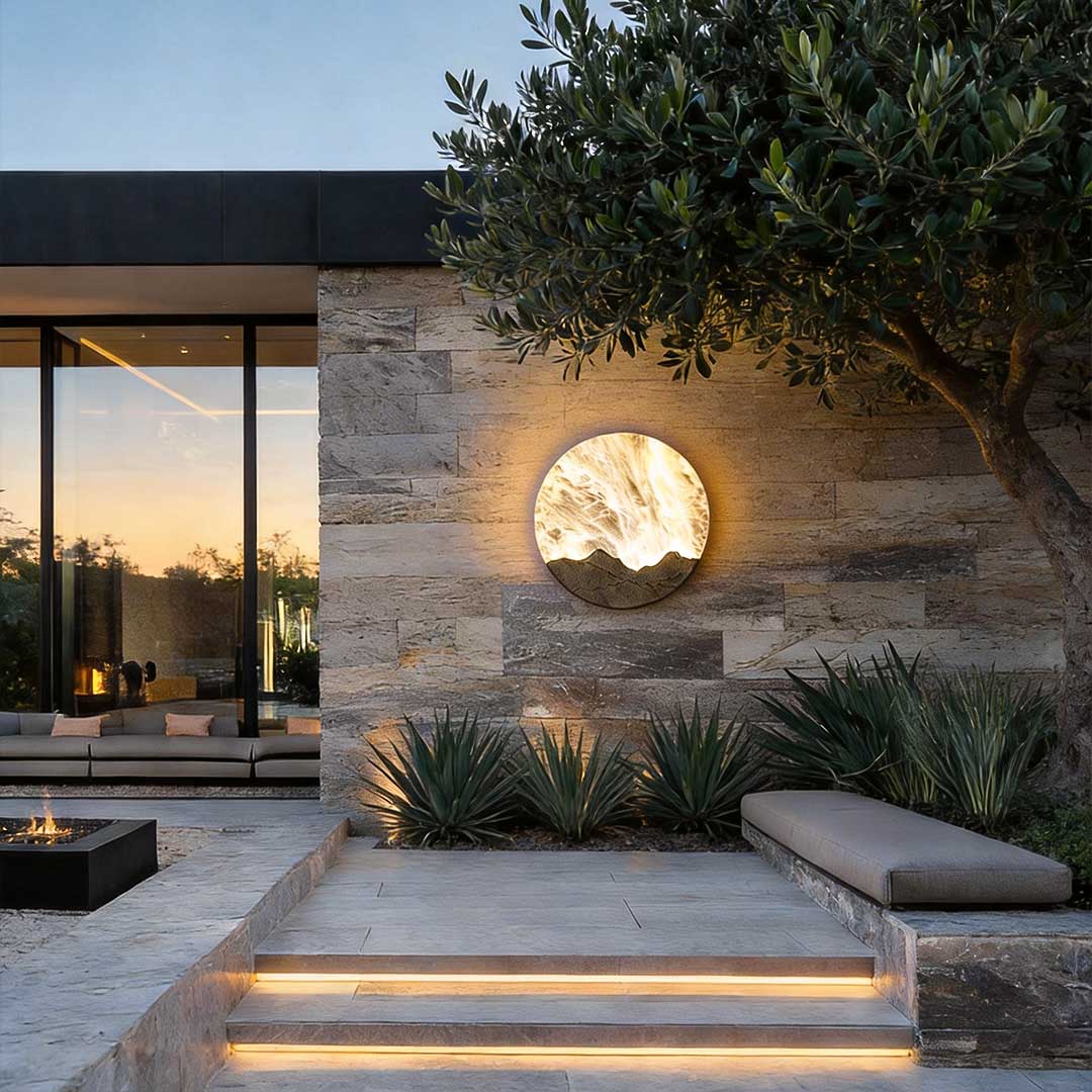 Round Outdoor Sconce LED Waterproof Sunrise Round Decorative