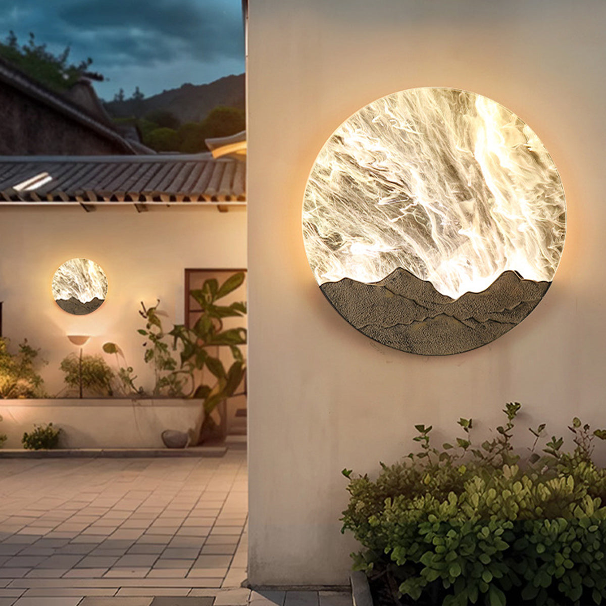 Round Outdoor Sconce LED Waterproof Sunrise Round Decorative