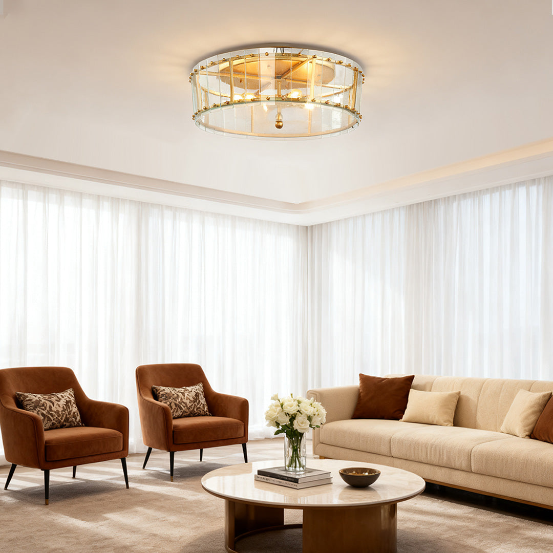 Flush Mount Gold Light Contemporary Elegant Luxury Round Glass Light