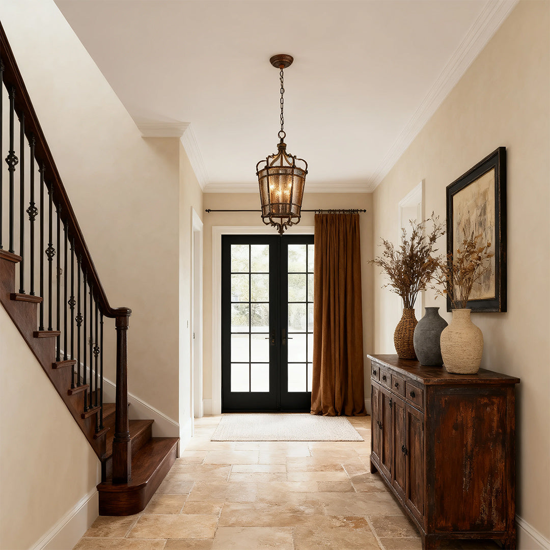 Italian Pendant Light Antique Bronze Finish Elegant Ceiling Light