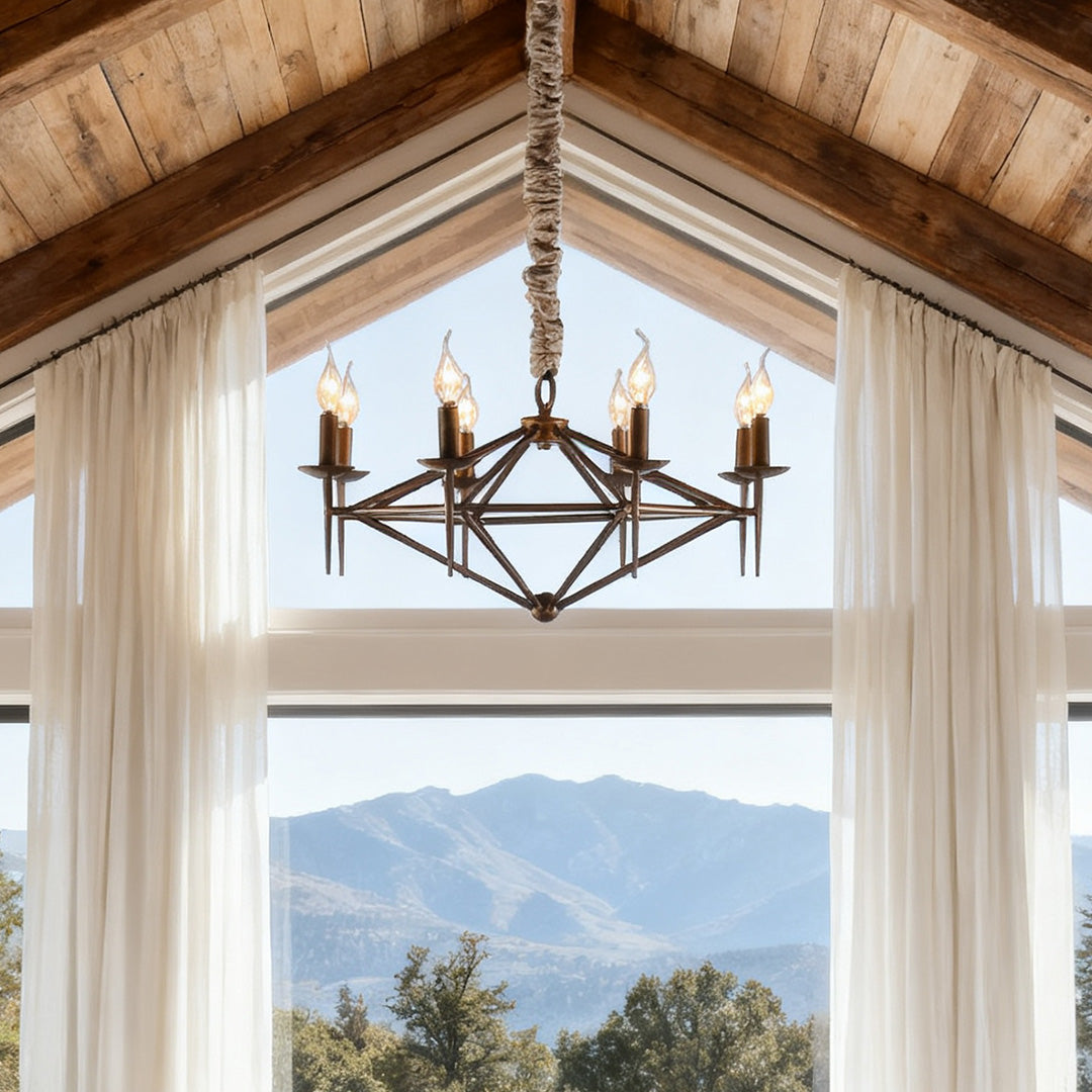 Brown Chandelier Nordic Style Acrylic Elegant Metal Ceiling Light