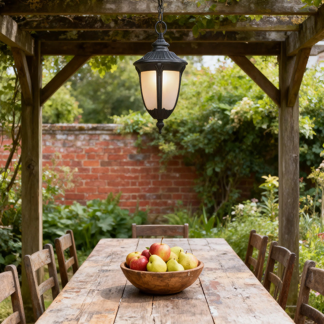 Outdoor Porch Pendant Light Black Metal Simple Ceiling Lamp