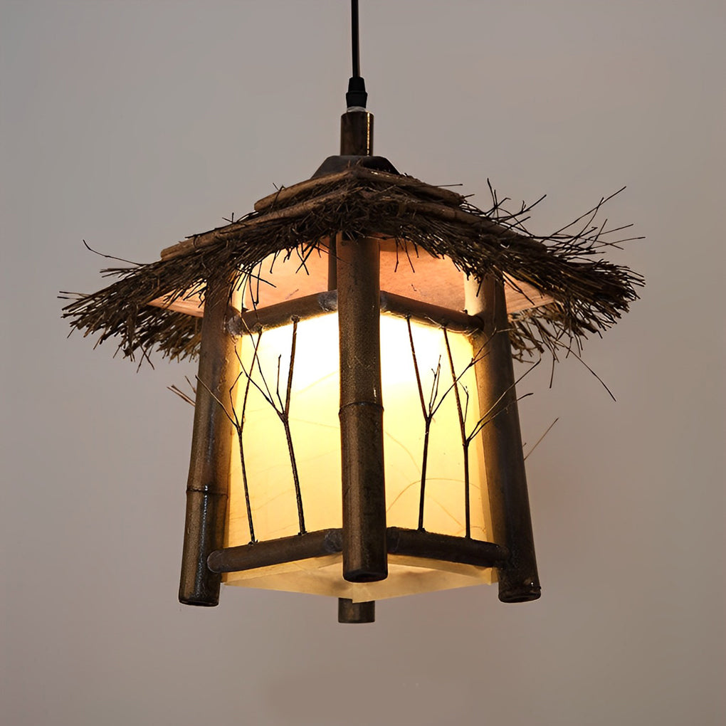 Bamboo Pendant Light Farmhouse Modern Atmosphere Lawn Light