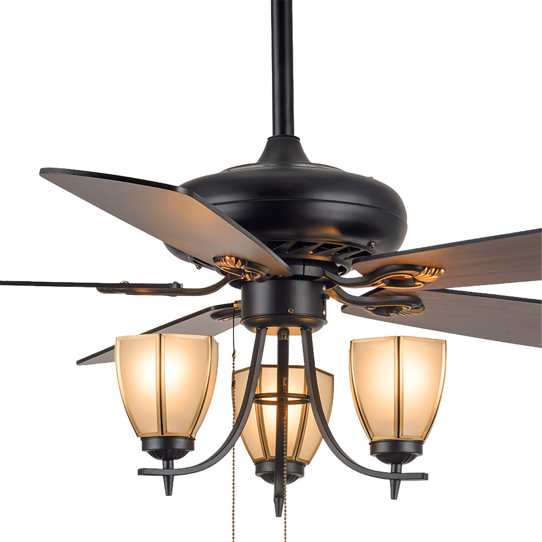 Vintage Style Ceiling Fans with Lights Wood Grain Dark Fan Lamp